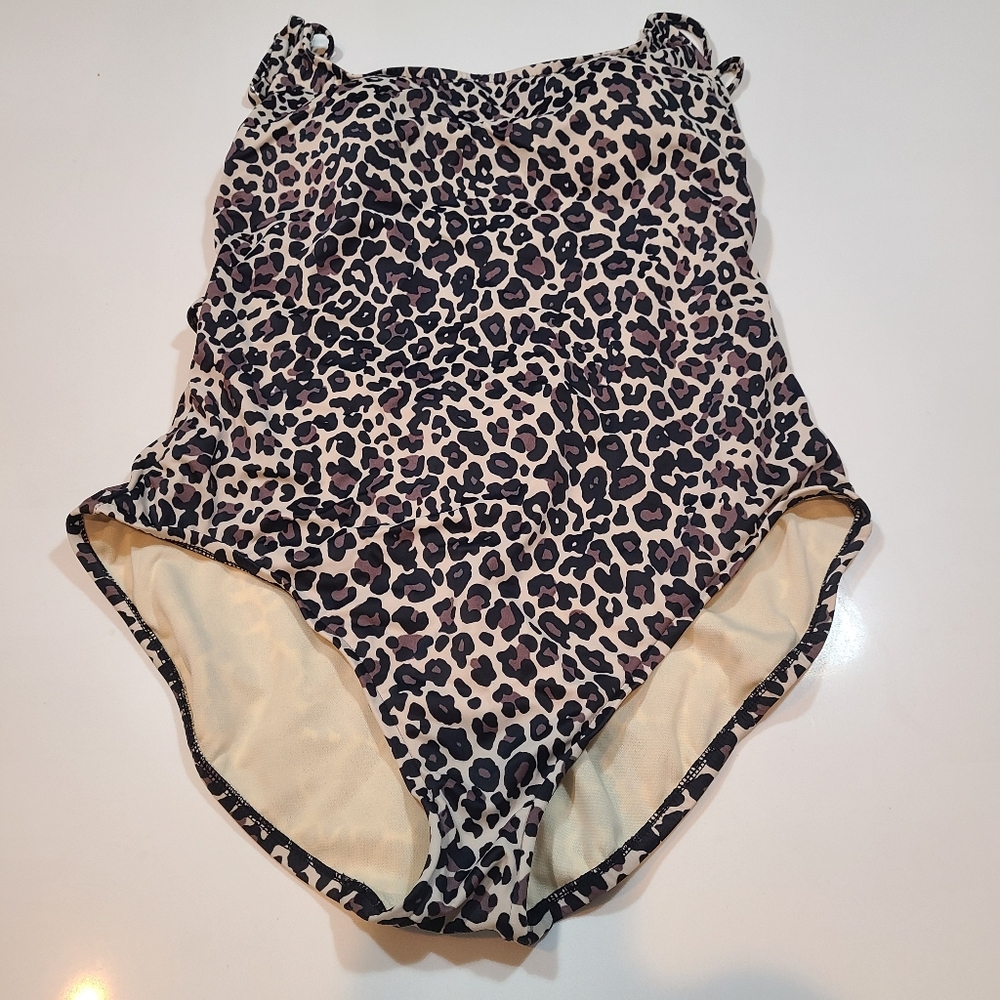 Aqua Green Animal Print One Piece Swim Suit In Size XL